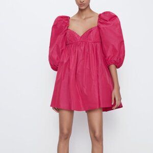 ZARA Pink Taffeta Volume Dress XL - Fuchsia - Never worn